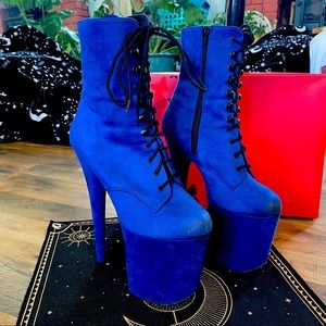 Pleaser Blue Suede 8” Heels sz 9 barely worn